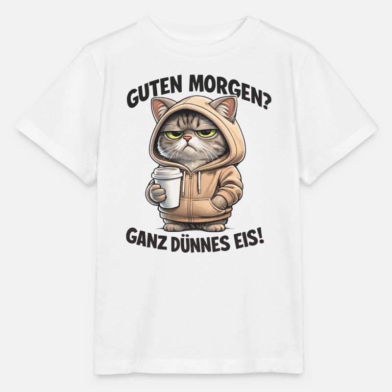 Sweat à capuche Cat Cafe Morning Pull - T-shirt bio MINI CREATOR Stanley/Stella Enfant - blanc