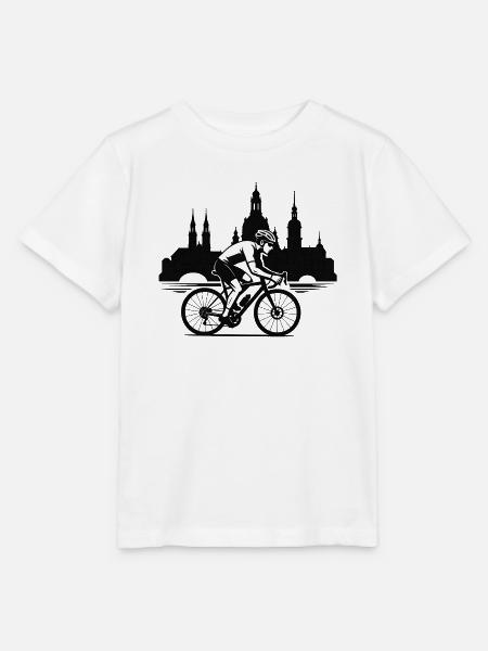 Rennradfahrer vor Stadtsilhouette Dresden - Stanley/Stella Kinder T-Shirt MINI CREATOR  - Weiß