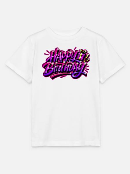 Herzlichen Glückwunsch zum Geburtstags-Graffiti-Geschenk - Stanley/Stella Kinder T-Shirt MINI CREATOR - Weiß