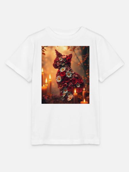 Romantische Blumen Katze - Stanley/Stella Kinder T-Shirt MINI CREATOR  - Weiß