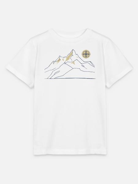Mountain Line Art - Stanley/Stella Kinder T-Shirt MINI CREATOR  - Weiß