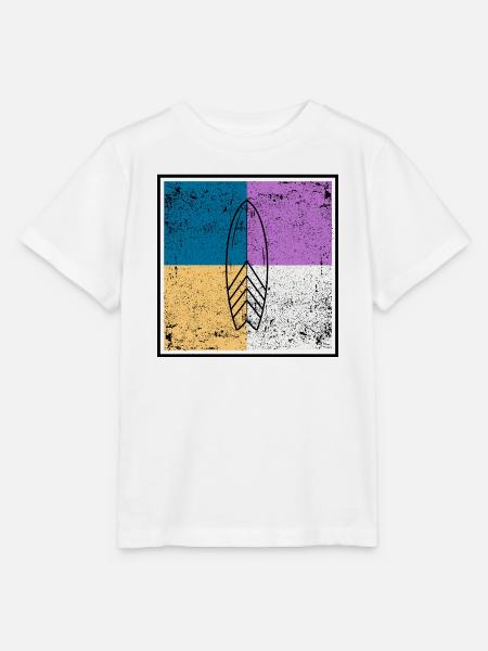 Surfbrett auf vierfarbigem Quad-Design - Stanley/Stella Kinder T-Shirt MINI CREATOR - Weiß