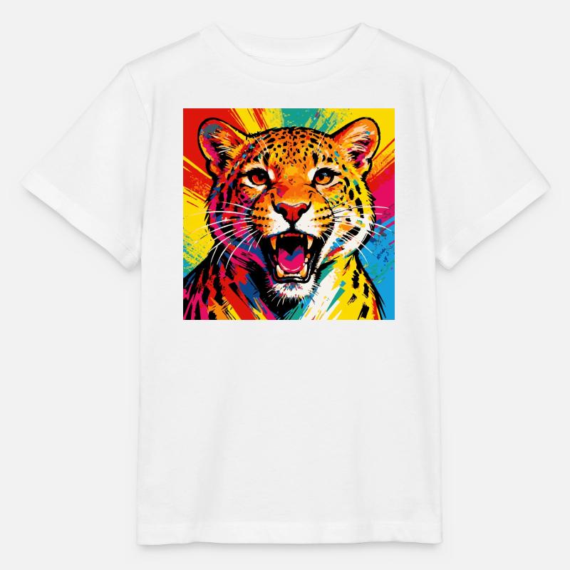 Leopard Pop Art Farbexplosion - Stanley/Stella Kinder T-Shirt MINI CREATOR  - Weiß