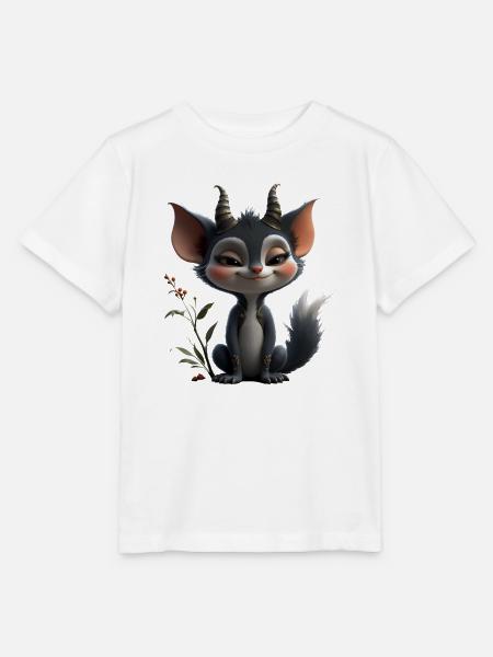 Waldgoblin-Katze mit Hörnern - Stanley/Stella Kinder T-Shirt MINI CREATOR - Weiß