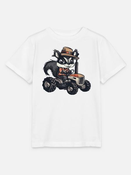 Stinktier Traktor Farmer - Stanley/Stella Kinder T-Shirt MINI CREATOR - Weiß