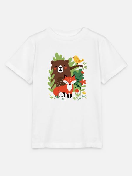 Waldtiere - Bär, Fuchs & Vogel - Stanley/Stella Kinder T-Shirt MINI CREATOR - Weiß