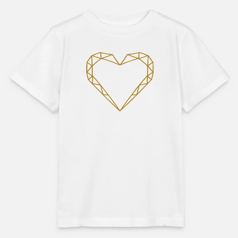 Cœur de Polygone Noble Peint à la main en or - T-shirt bio MINI CREATOR Stanley/Stella Enfant - blanc