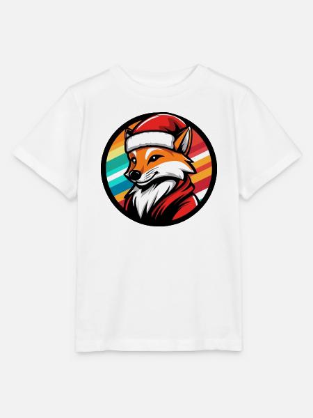 Fuchs im Santa-Look mit Regenbogen - Stanley/Stella Kinder T-Shirt MINI CREATOR - Weiß