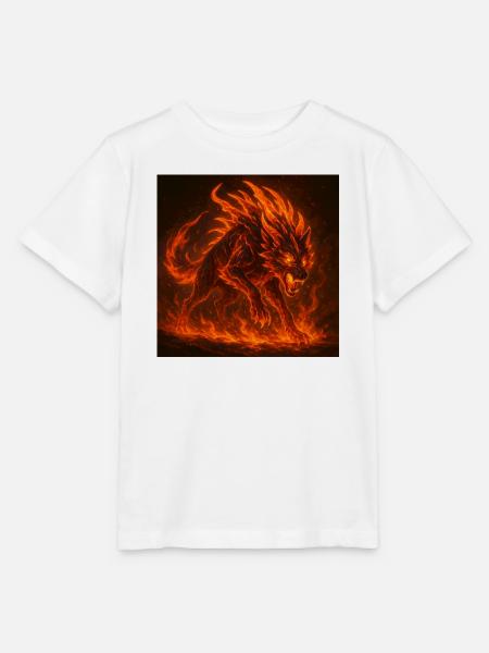 Lava-flammender Wolf - Stanley/Stella Kinder T-Shirt MINI CREATOR - Weiß