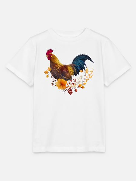 Herbstblüten-Hahnporträt - Stanley/Stella Kinder T-Shirt MINI CREATOR - Weiß