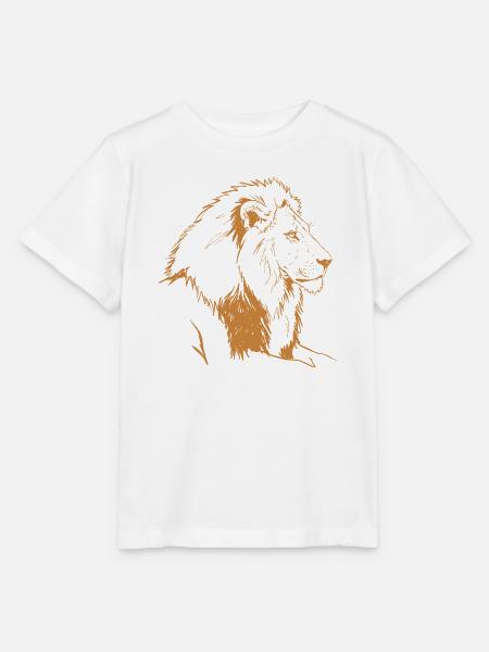 Bronzener Löwe Linienillustration - Stanley/Stella Kinder T-Shirt MINI CREATOR - Weiß