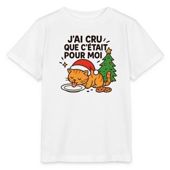 Chat festif Noël: pour moi - T-shirt bio MINI CREATOR Stanley/Stella Enfant - blanc - Devant - Maike (125cm)