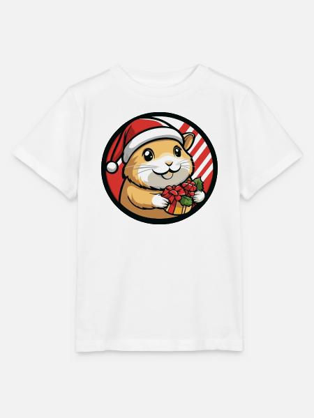 Hamster mit Weihnachtsgeschenk - Stanley/Stella Kinder T-Shirt MINI CREATOR - Weiß