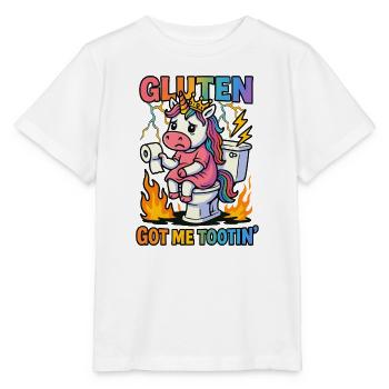 Gluten Glutenunverträglichkeit Witz Geschenk - Stanley/Stella Kinder T-Shirt MINI CREATOR  - Weiß - Vorne - Maike (125cm)