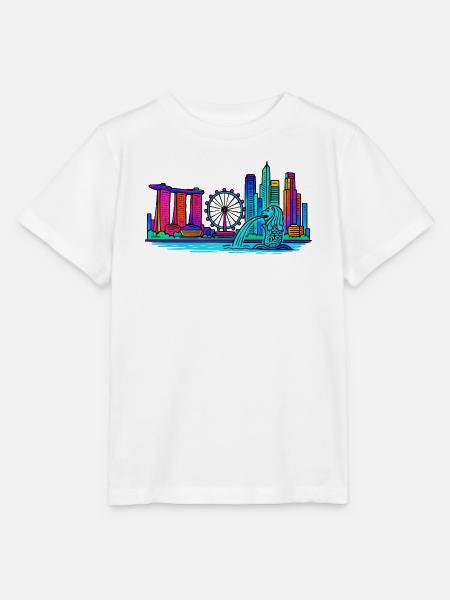 Singapur Skyline - Stanley/Stella Kinder T-Shirt MINI CREATOR - Weiß