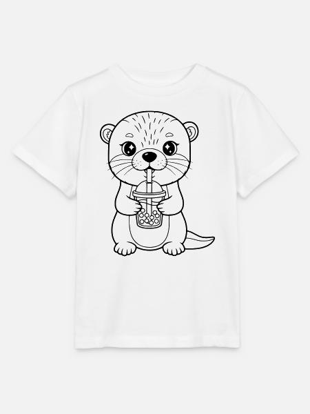 Otter mit Becher - Stanley/Stella Kinder T-Shirt MINI CREATOR - Weiß