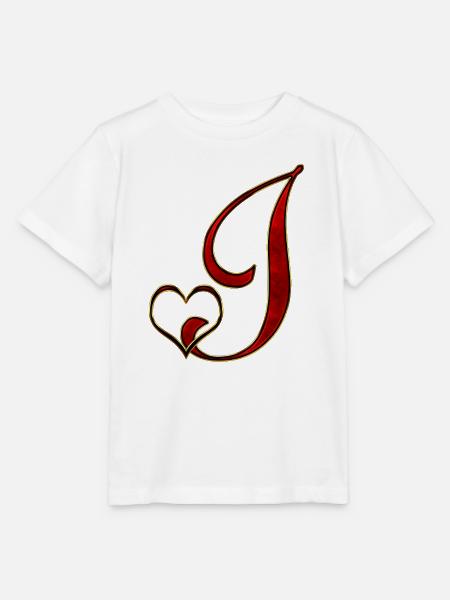 Rotgoldenes J-Herz Monogramm - Stanley/Stella Kinder T-Shirt MINI CREATOR - Weiß