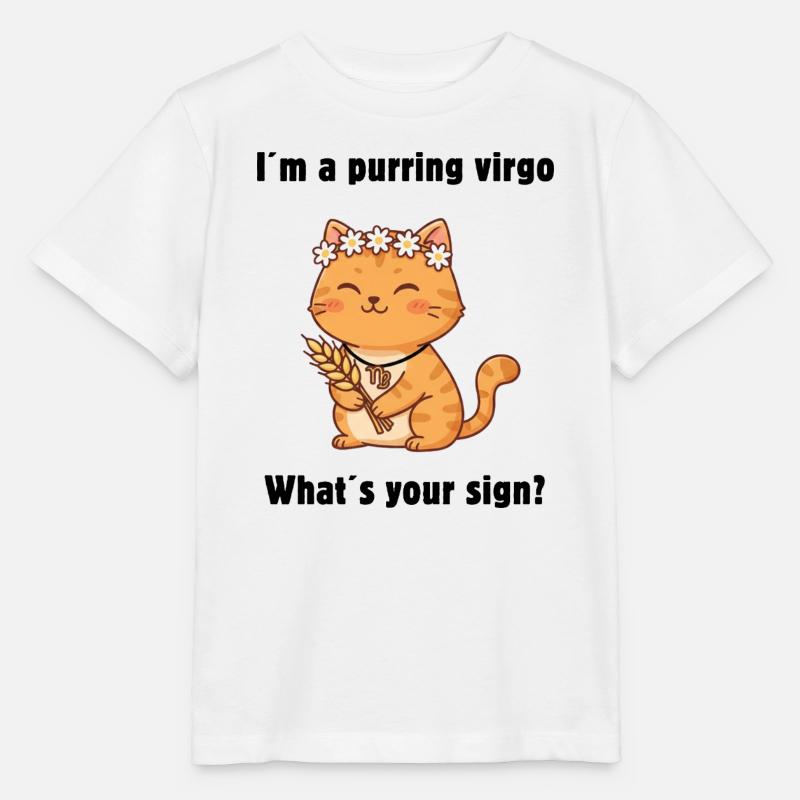 Signe du zodiaque Chat Vierge – Chat Vierge mignon - T-shirt bio MINI CREATOR Stanley/Stella Enfant - blanc