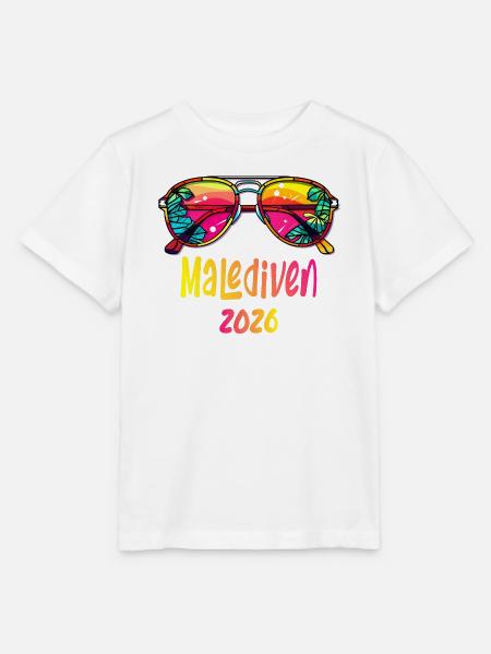 Malediven 2026 Neon Sonnenbrille - Stanley/Stella Kinder T-Shirt MINI CREATOR - Weiß