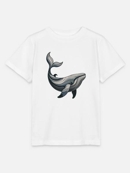 Linienwal: Blaues Waldesign - Stanley/Stella Kinder T-Shirt MINI CREATOR  - Weiß