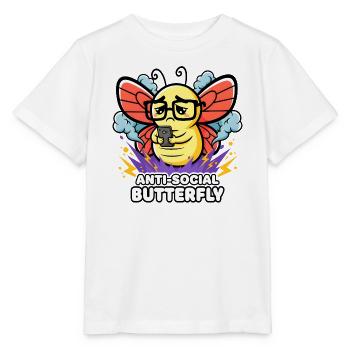 Antisoziales Schmetterlingsdesign für Introvertierte - Stanley/Stella Kinder T-Shirt MINI CREATOR  - Weiß - Vorne - Maike (125cm)