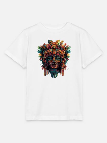 Aztekische Maske mit Federn - Stanley/Stella Kinder T-Shirt MINI CREATOR - Weiß