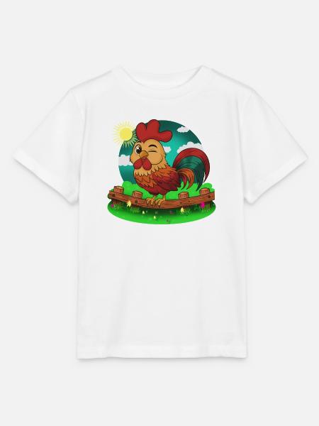 Bauernhof Hahn im Sonnenschein - Stanley/Stella Kinder T-Shirt MINI CREATOR - Weiß