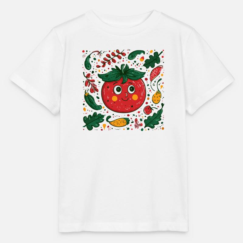 Fröhliche Tomate im Gartendesign - Stanley/Stella Kinder T-Shirt MINI CREATOR  - Weiß