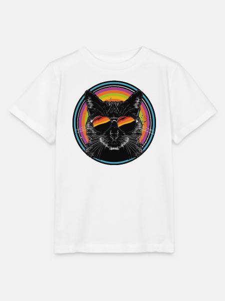 Rainbow-Katze mit Sonnenbrille - Stanley/Stella Kinder T-Shirt MINI CREATOR - Weiß