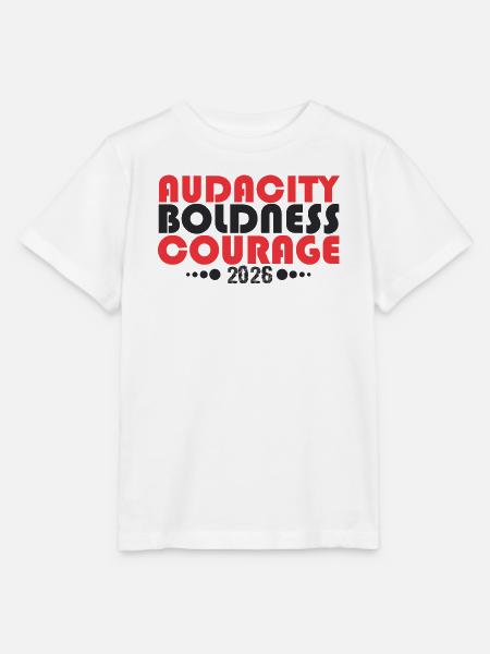 Audacity Boldness Courage 2026 - Stanley/Stella Kinder T-Shirt MINI CREATOR  - Weiß