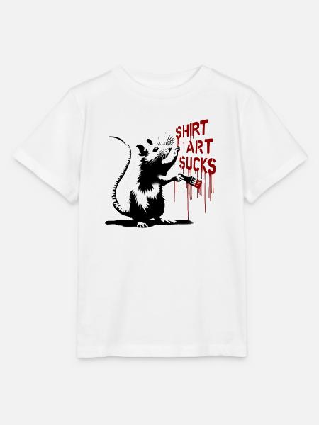 Graffiti Ratte mit Pinsel "Shirt Art Sucks" - Stanley/Stella Kinder T-Shirt MINI CREATOR - Weiß