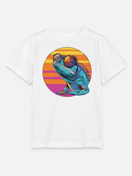 Chamäleon mit Sonnenbrille - Stanley/Stella Kinder T-Shirt MINI CREATOR - Weiß