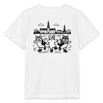 Schlittschuh Mimalistisch Line Art - Stanley/Stella Kinder T-Shirt MINI CREATOR  - Weiß - Vorne - Maike (125cm)