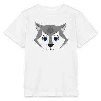 Cute Wolf Face Kawaii Grey Timber Wolf Costume - Stanley/Stella MINI CREATOR Kids’ T-Shirt - white - Front - Maike (125cm)