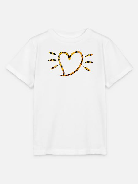 Leopard Herz mit Sonnenstrahlen - Stanley/Stella Kinder T-Shirt MINI CREATOR - Weiß