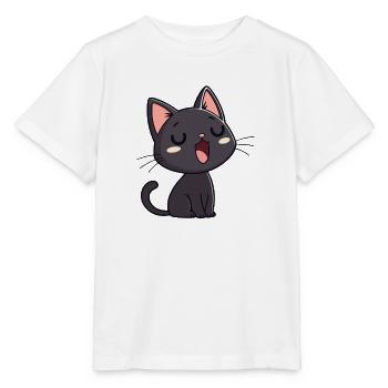 Chaton Noir Bâilleur Doux - T-shirt bio MINI CREATOR Stanley/Stella Enfant - blanc - Devant - Maike (125cm)