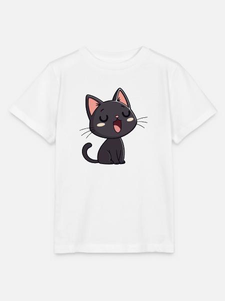 Schwarzes Kätzchen gähnt süß - Stanley/Stella Kinder T-Shirt MINI CREATOR - Weiß