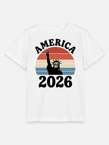 America 2026 Freiheitsstatue Peace - Stanley/Stella Kinder T-Shirt MINI CREATOR - Weiß