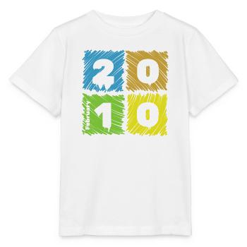 16. Geburtstag Farbige Patches since 02/2010 - Stanley/Stella Kinder T-Shirt MINI CREATOR  - Weiß - Vorne - Maike (125cm)