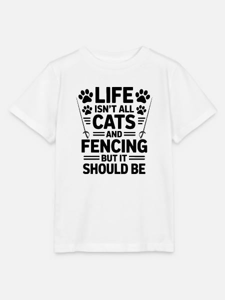 Fechten Sprüche Katzen Lustiges Fechten Geschenk - Stanley/Stella Kinder T-Shirt MINI CREATOR  - Weiß