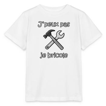 Je peux pas je bricole – Humour bricoleur - T-shirt bio MINI CREATOR Stanley/Stella Enfant - blanc - Devant - Maike (125cm)