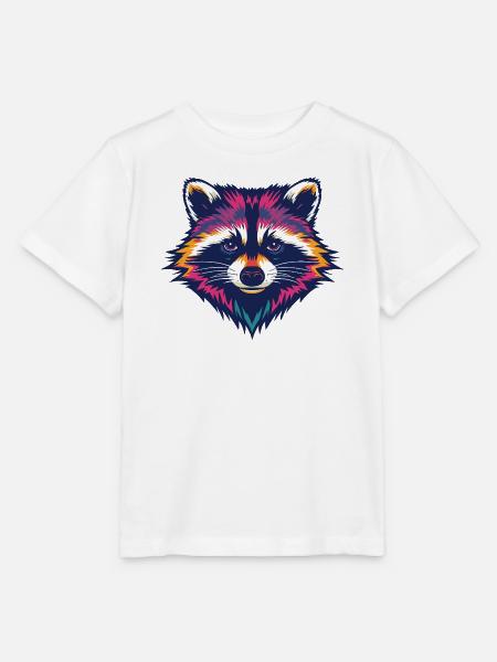 Farbexplosion Waschbär Kopf - Stanley/Stella Kinder T-Shirt MINI CREATOR - Weiß
