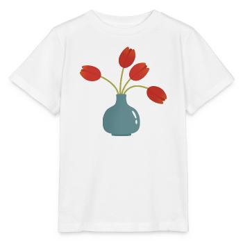 Tulpenexplosion in türkisfarbener Vase - Stanley/Stella Kinder T-Shirt MINI CREATOR  - Weiß - Vorne - Maike (125cm)