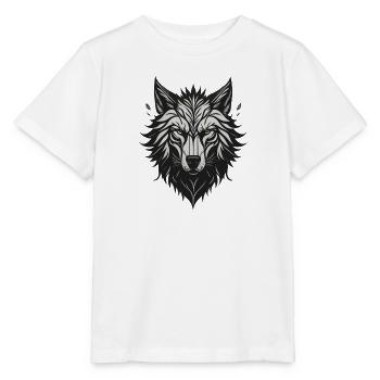 Loup Stylisé Nocturne - T-shirt bio MINI CREATOR Stanley/Stella Enfant - blanc - Devant - Maike (125cm)