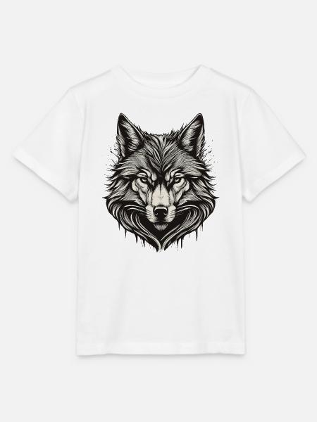 Wolfskopf-Tinte graviert - Stanley/Stella Kinder T-Shirt MINI CREATOR - Weiß