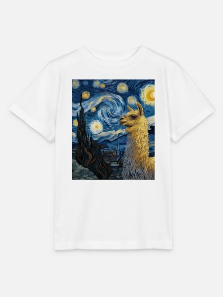 Lama Van Gogh Starry Night - Stanley/Stella Kinder T-Shirt MINI CREATOR - Weiß