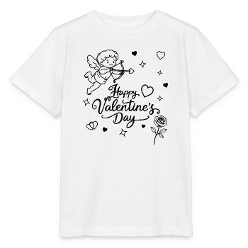 Valentines Day Calligraphy, Cherub, Rose doodle - Stanley/Stella MINI CREATOR Kids’ T-Shirt - white - Front - Maike (125cm)