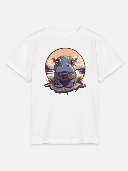 Sonnenuntergang Hippo Illustration - Stanley/Stella Kinder T-Shirt MINI CREATOR  - Weiß