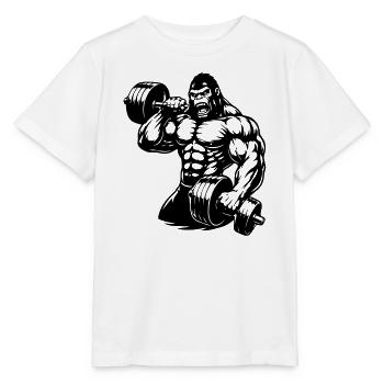 Muscular gorilla doing bodybuilding - Stanley/Stella MINI CREATOR Kids’ T-Shirt - white - Front - Maike (125cm)