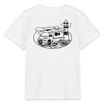 Wohnmobil am Meer  - Stanley/Stella Kinder T-Shirt MINI CREATOR  - Weiß - Vorne - Maike (125cm)